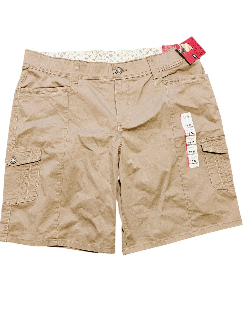 Lee Comfort Fit Khaki Tan Bermuda Cargo Shorts Size 18 M NWT